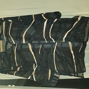 Costa Black see through top w/ gold embroidered accents